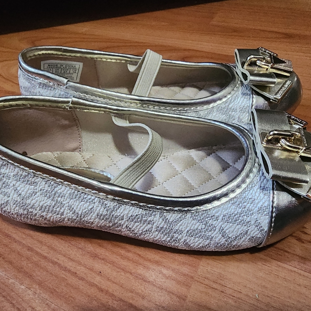 Michael Kors Gold and Cream Ballet Flats